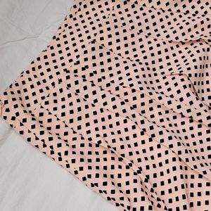 Talbots pleated skirt pink with black diamond polka dot design size 14